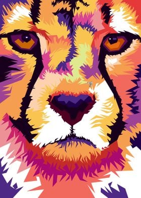 cheetah face in popart
