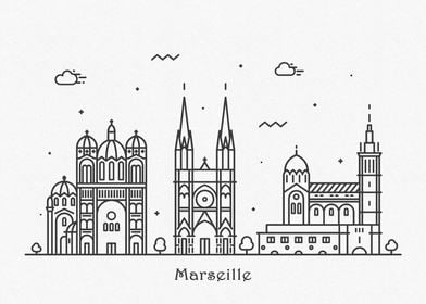 Marseille City Skyline