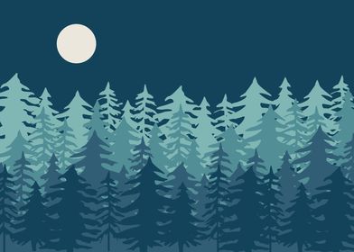 Midnight Winter Forest