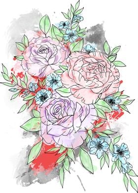  Romantic roses watercolor