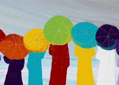 rainbow umbrellas