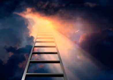 Ladder into dramatic sky