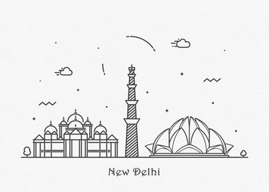 New Delhi City Skyline