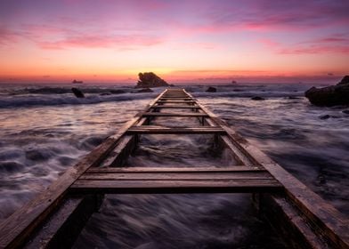 Twilight sea pier