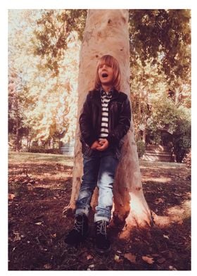 Boy sings in the park 