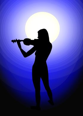 Violinist in the moonlight