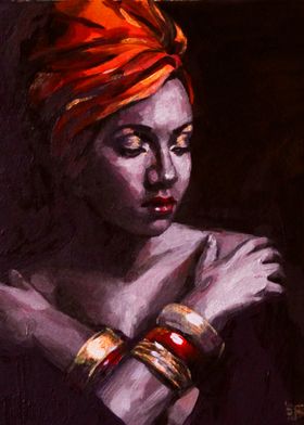 Girl with golden bracelets