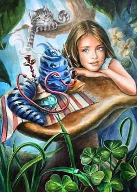 Alice and blue caterpillar