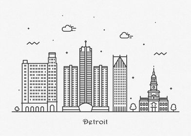 Detroit City Skyline