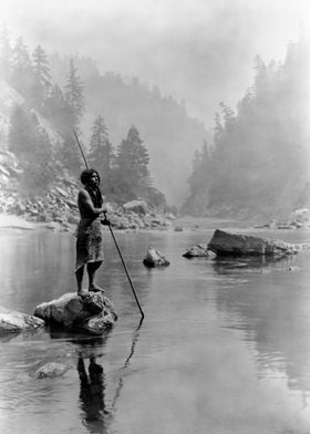 1923 Hupa Man With Spear