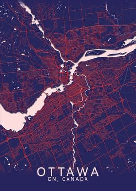 Ottawa Dark Blue City Map