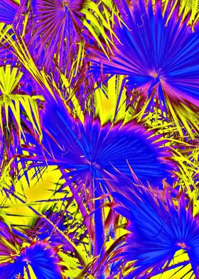 blue palm leaves