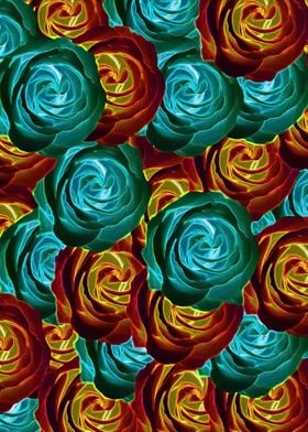 red and blue rose pattern