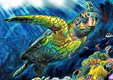 Sea Turtle Ocean Art