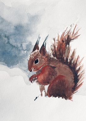 Watercolor squirrel 