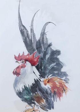 Watercolor with chicken