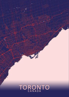 Toronto Dark Blue City Map