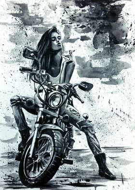 Biker Girl painting