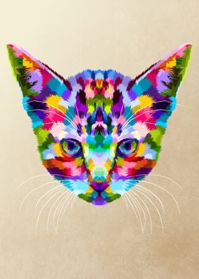 colorful head kitten on po