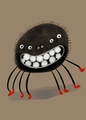 A smiling spider monster
