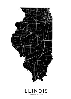 Illinois Black Map