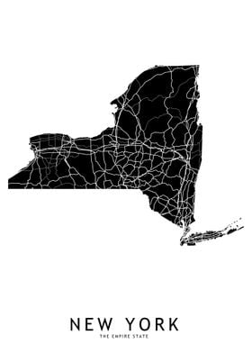New York Black Map