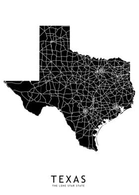 Texas Black Map