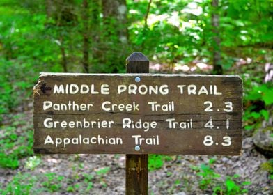 Smoky Mountain trail sign