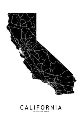 California Black Map