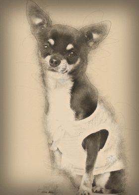 Chihuahua dressed sitting 