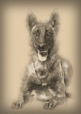 Belgian Shepherd lying aga