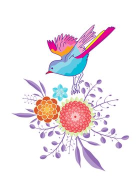 Spring Bird and Floral