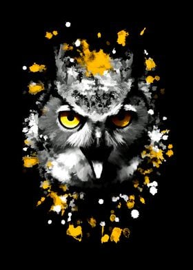 Owl with orange eyes