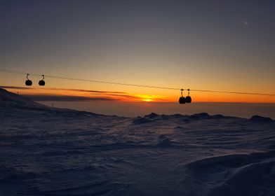 icy mountain sunset 