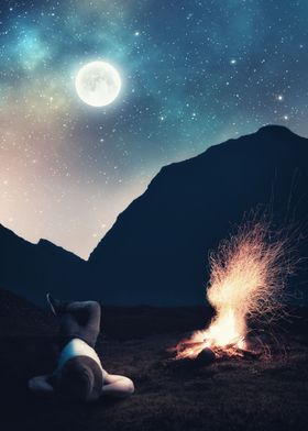 Campfire on nebula