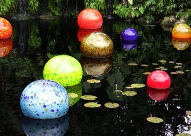 Glass Spheres Floating
