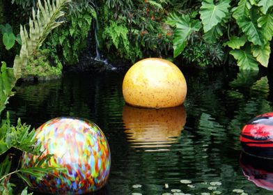Glass Spheres by Waterfall