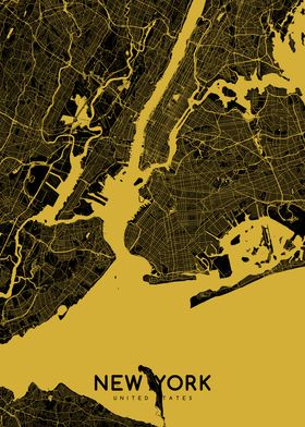 New York map gold