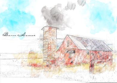 Barn house smoke sketch