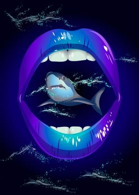 lips with shark