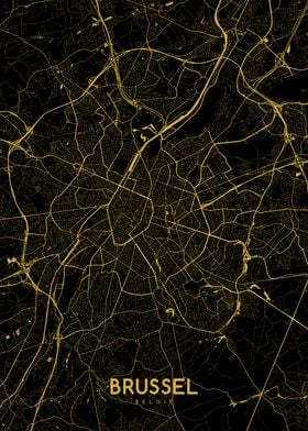 Brussel map gold