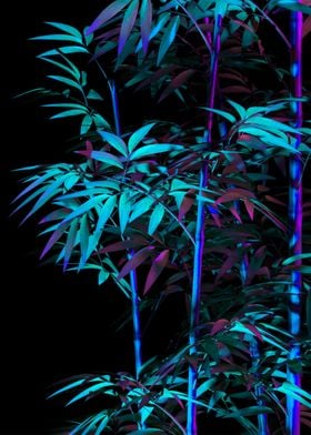 Tropic neon bamboo leaves