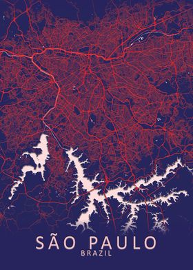 So Paulo Blue City Map