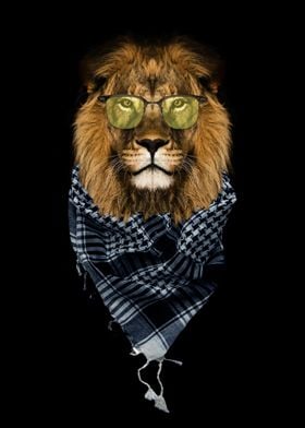 cool Lion head withglasses