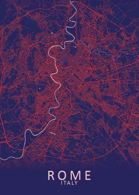 Rome Blue City Map