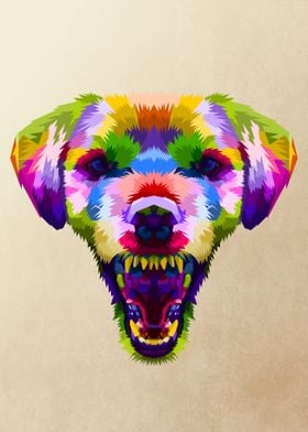 colorful angry dog