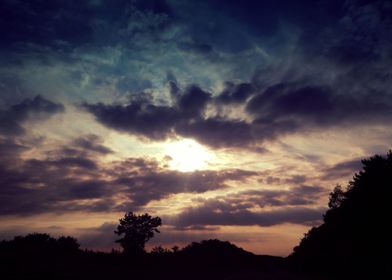 Sunset mountain silhouette