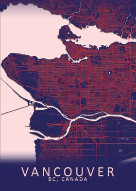 Vancouver Blue City Map