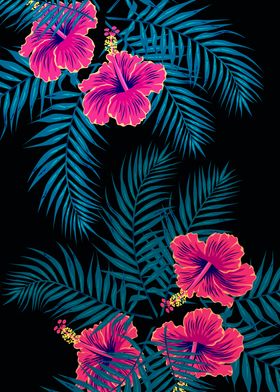Palm Leaves Hibiscus
