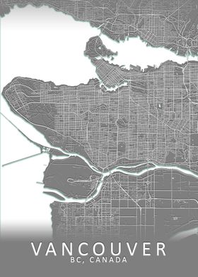 Vancouver Grey City Map